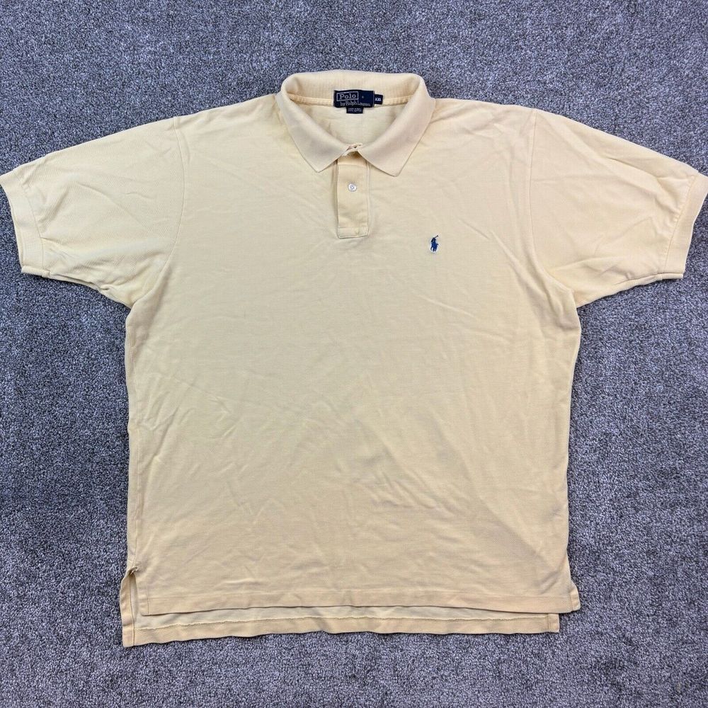 Vintage Polo Ralph Lauren Polo Shirt Mens 2XL Yellow Small Pony Collared USA